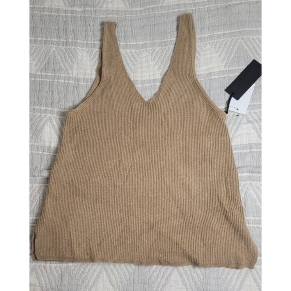 Black Tape Women's Ribbed Knit Lounge Tank Top Light Brown Size M NWT